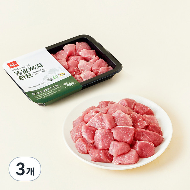 하이포크 동물복지 인증 한돈 뒷다리 찌개용 (냉장), 3개, 500g
