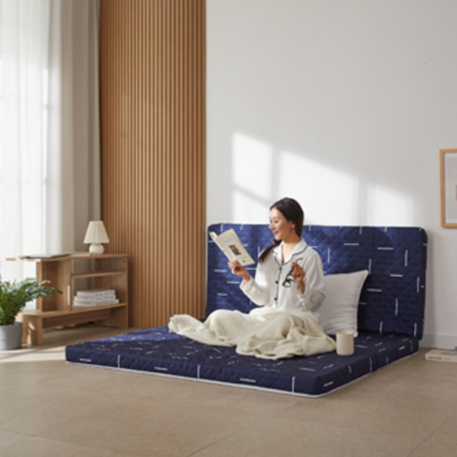 sky shop 韓國製造 Sensible Premium 3段折疊床墊, 5cm, 海軍藍