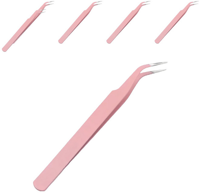 엘로브 속눈썹 트위저 눈썹 족집게, 6개, 핑크