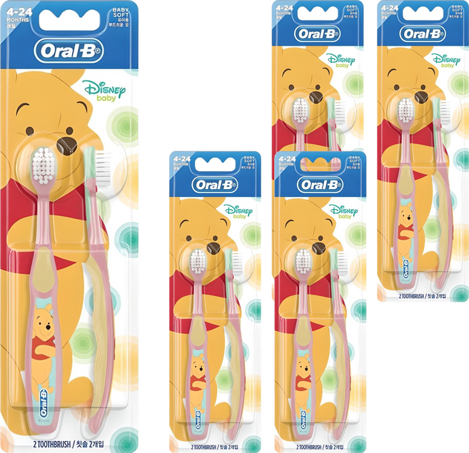오랄비 스테이지스 영유아 푸 칫솔 1단계, 랜덤 발송, 2개입, 5개