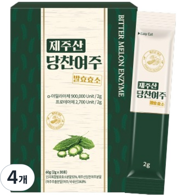 지비엠에스 제주산 당찬여주 발효효소 30p, 60g, 4개