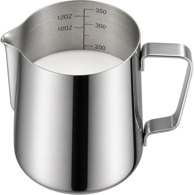 코휀하임 스텐304 우유 스팀피쳐 눈금형 350ml, 실버, 1개