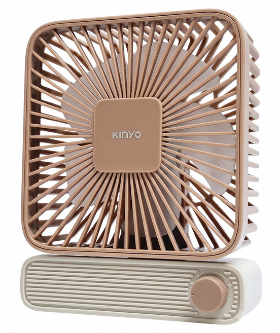 Kinyo 復古靜音充電風扇 5V2A, UF-2652, 棕色