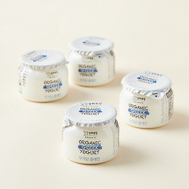 상하목장 유기농 그릭요거트 무가당 플레인, 80g, 4개