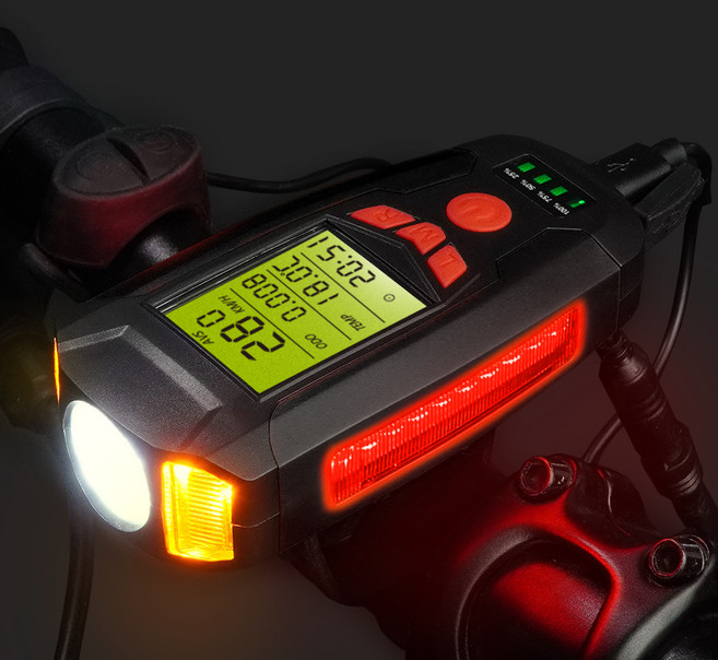 에이스피드 멀티 자전거 라이트 속도계, B93-블랙, 1개