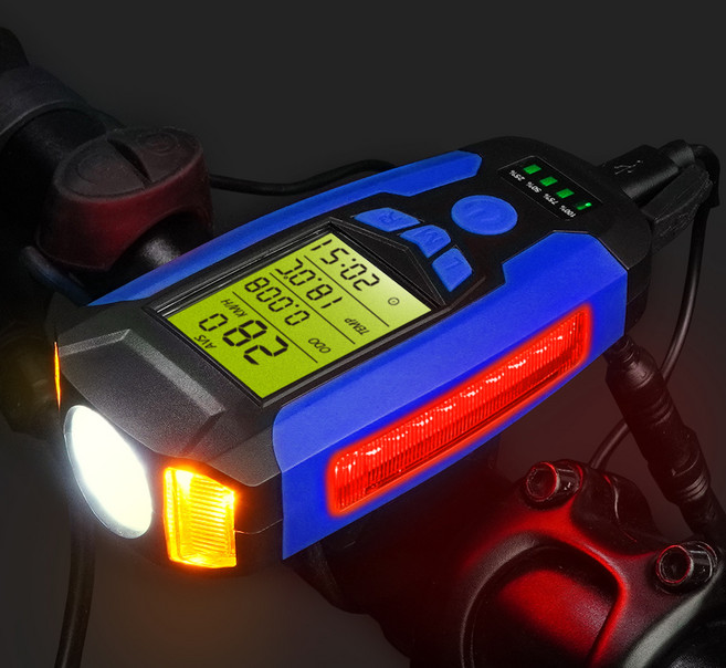 에이스피드 멀티 속도계 벨 자전거 라이트, B93-블루, 1개