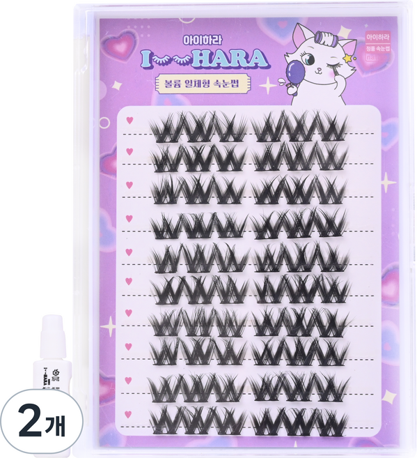 아이하라 대용량 슈퍼픽스 속눈썹, 2개, 블랙