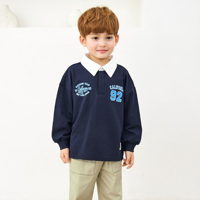 월튼키즈 남아용 루즈핏 유니브 카라 티셔츠