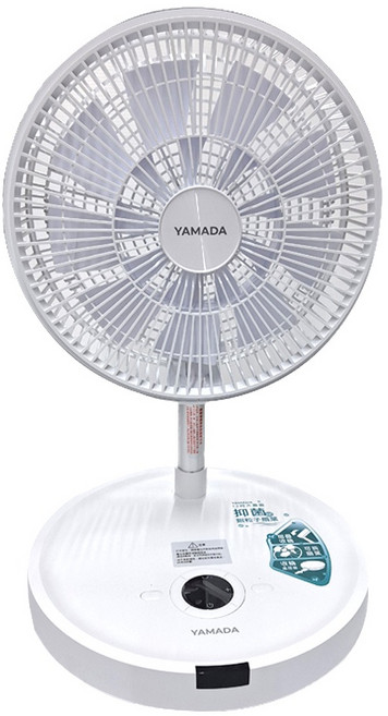 YAMADA 伸縮折疊 電風扇 白色 銀粒子抑菌 無線 可遙控 1-8小時定時 BLDC 12吋 YUF-12KW010