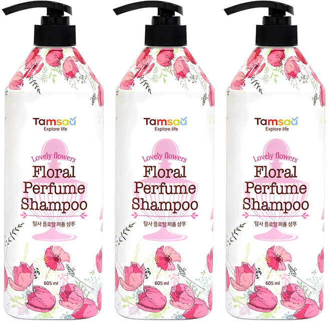 Tamsaa 香氛洗髮乳 花香, 605ml, 3瓶
