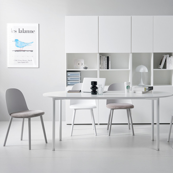 필웰 횸 원형 책상 테이블 방문설치, 화이트