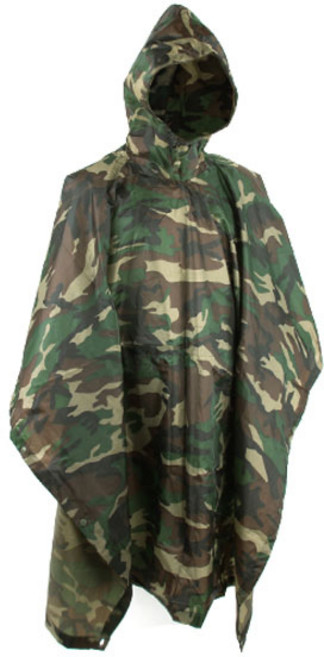 파이커택티컬 밀리터리 스타일 판쵸 등산우의, 우드랜드, 1개