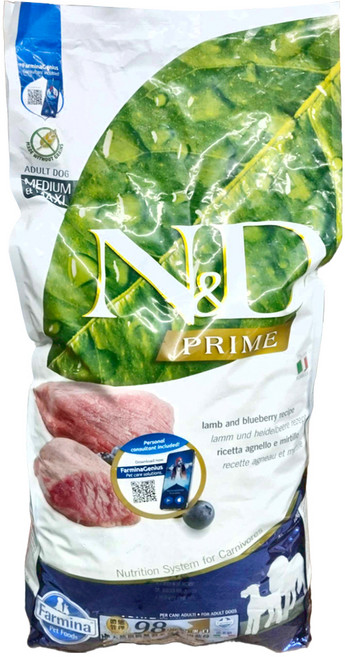 Farmina 法米納 全齡犬 天然頂級無穀系列 乾飼料 潔牙顆粒, 1袋, 12kg, GD7 羊肉 + 藍莓