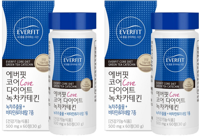 에버핏 코어 다이어트 녹차카테킨, 60정, 2개