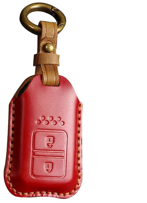 真皮頭層牛皮手工製作遙控鑰匙包鑰匙套 本田用, KB129, 紅色, 1個