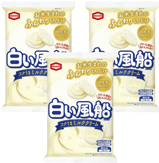 카메다 하얀풍선 밀크크림 과자, 57g, 3개 - 쿠팡