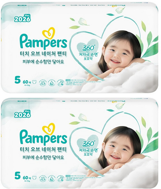 팸퍼스 터치 오브 네이처 팬티형 기저귀 남여공용, 5단계, 120매