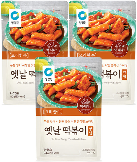 청정원 옛날 떡볶이 양념, 3개, 140g