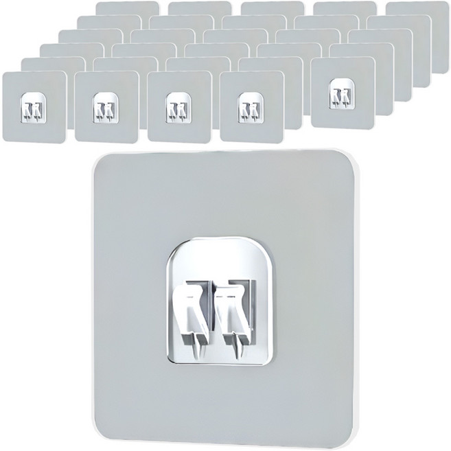 리빙홈디테일 홈 스마트 무타공 접착패드 싱글, 투명, 40개