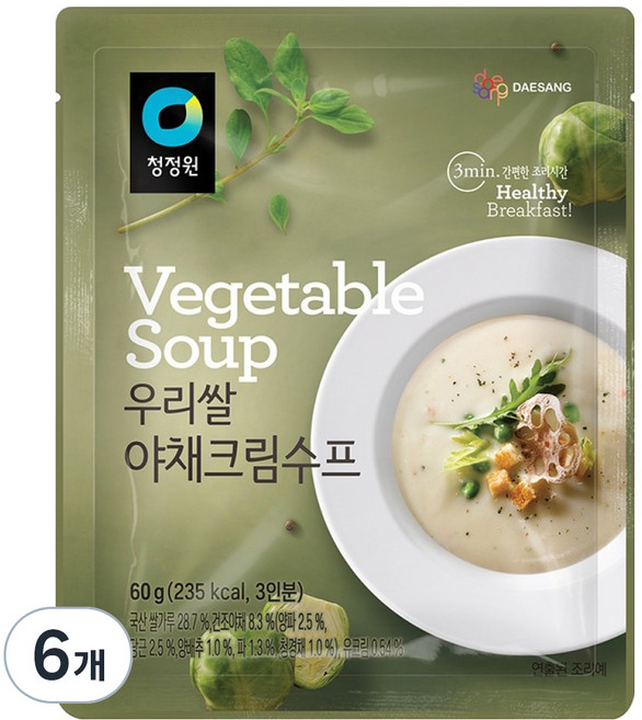 청정원 우리쌀 야채크림수프, 60g, 6개