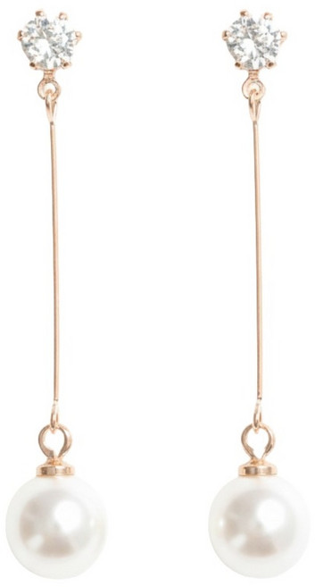 ROCiO 無耳洞耳夾式耳環頂級CZ鑽淡水珍珠鍍14K金 50g