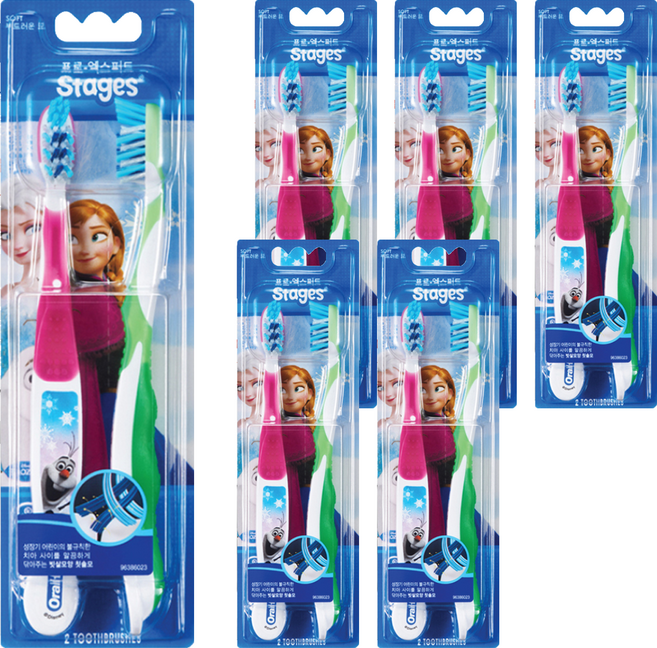 오랄비 스테이지스 4단계 겨울왕국 어린이 칫솔, 랜덤 발송, 2개입, 6개