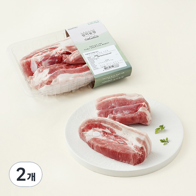 성지농장 동물복지 한돈 삼겹살 보쌈용 (냉장), 600g, 2개