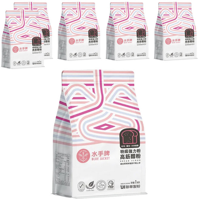 聯華製粉 BLUE JACKET 水手牌 強力吐司高筋麵粉, 1kg, 6包