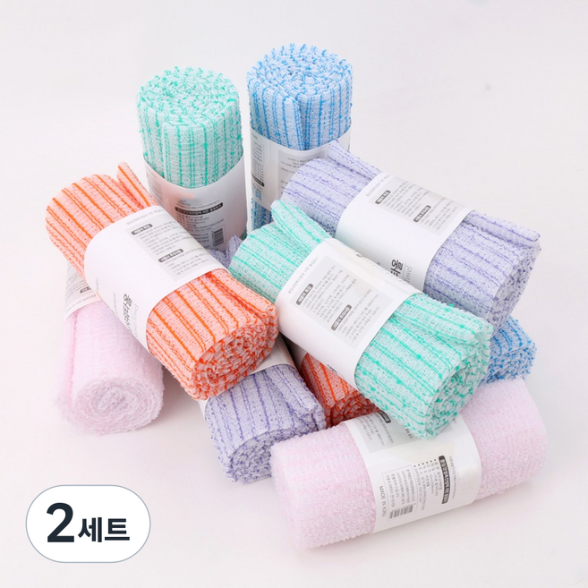 생활속다모아 에브리 국산 줄무늬 샤워타올 5종 x 2p 세트, 2세트, 혼합색상, 1개입