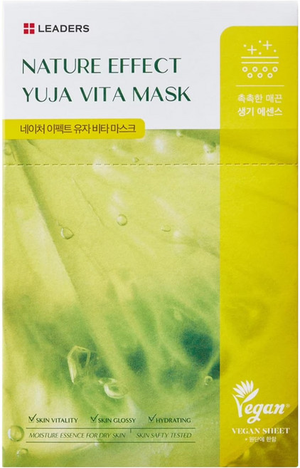 LEADERS 麗得姿 Nature Effect 柚子維他命提亮面膜 21ml, 10片, 1盒