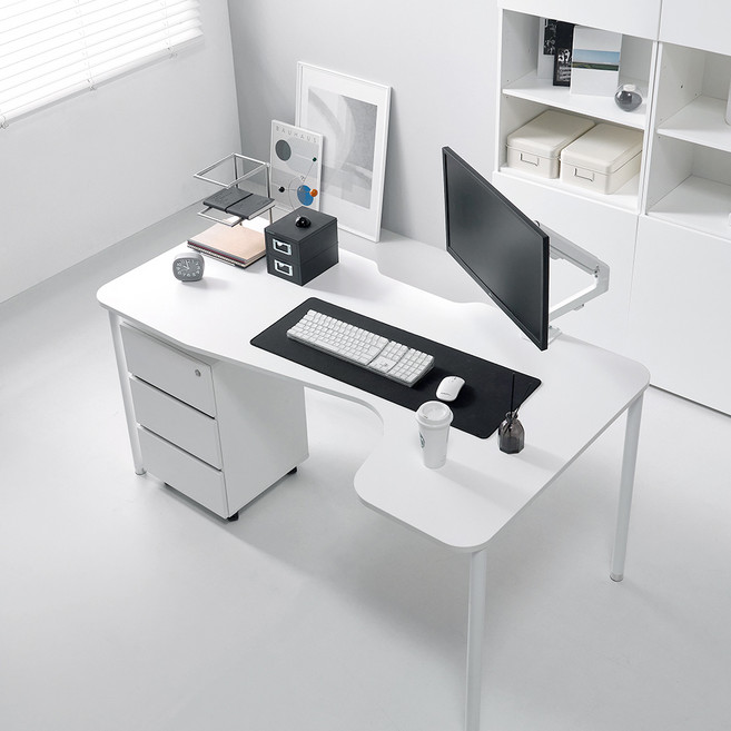필웰 횸 컴퓨터 책상 우측형 1400 방문설치, 화이트