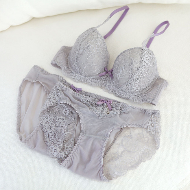 GLAM GONGGAM 淺紫色蕾絲內衣褲3件組