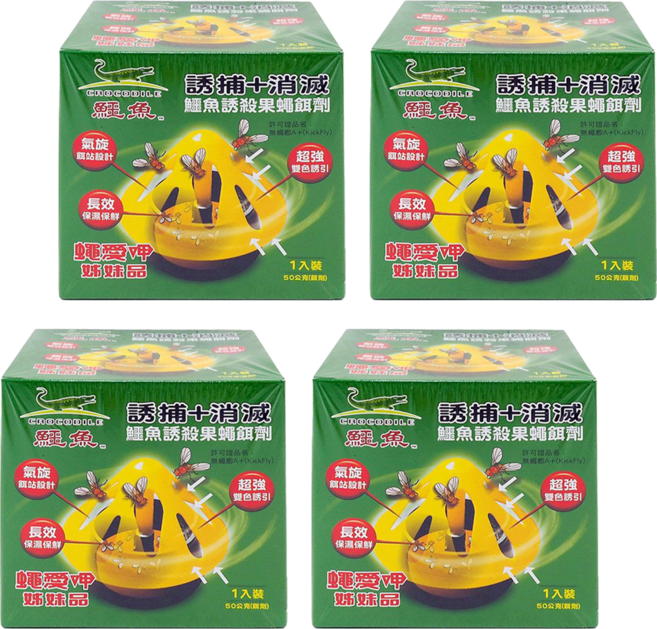 鱷魚 誘殺果蠅餌劑, 50g, 4盒