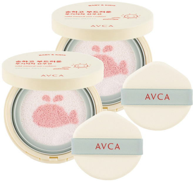 아브카 베이비 앤 키즈 저자극 무기자차 선쿠션 SPF50+ PA++++, 13g, 2개