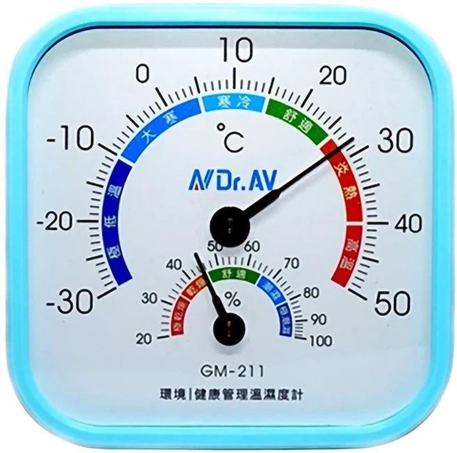 Dr.AV 聖岡科技 方型溫濕度計 GM-211, 1個, 藍色