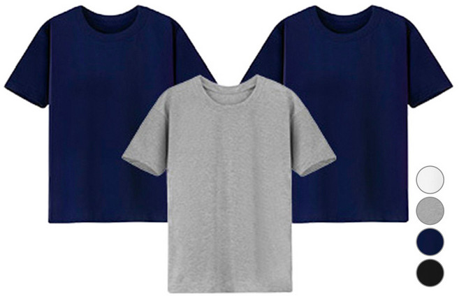 어반티 남여공용 통기성 무지 면 30수 라운드 반팔 티셔츠 3장 세트