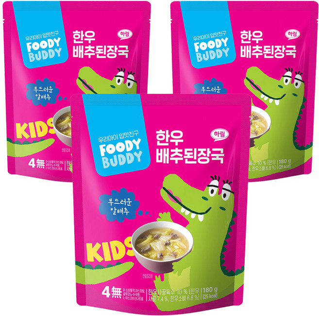 푸디버디 한우 배추된장국, 180g, 3개