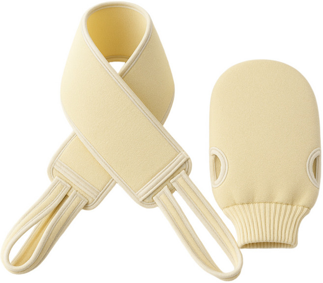 비타벨로 고급 때밀이 장갑 1p + 등때밀이 타월 1p 세트, 베이지, 1세트