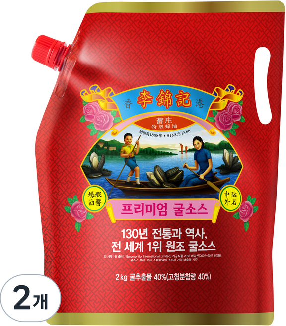 이금기 오뚜기 스파우트 프리미엄 굴소스, 2kg, 2개