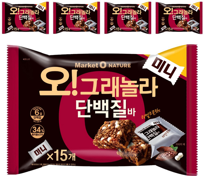 마켓오네이처 오 그래놀라 단백질바 미니, 192g, 5개