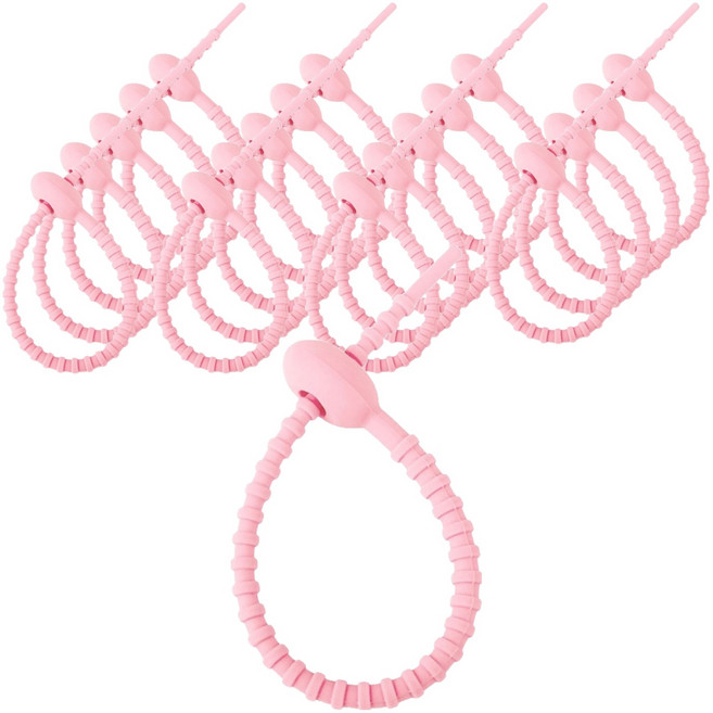 하루온 실리콘 케이블타이, 분홍색, 20개