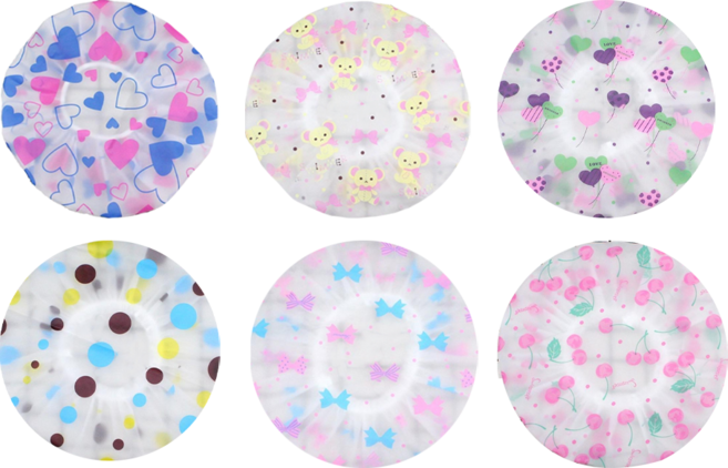 小資族時尚防水浴帽, 顏色隨機, 6個