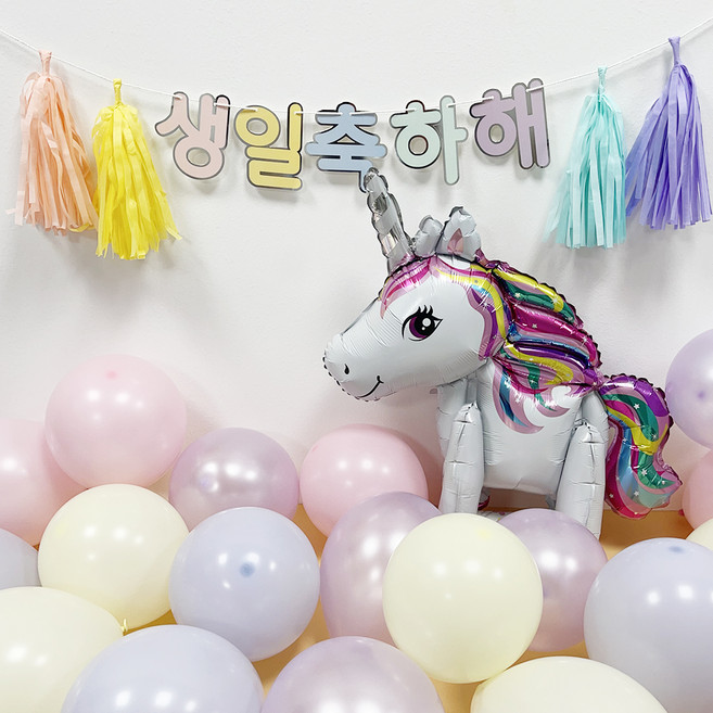 생일축하 태슬 가랜드 풍선 세트, 혼합색상, 1세트
