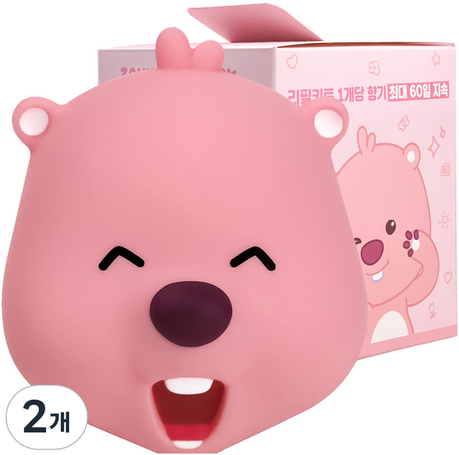 벨르아망 잔망루피 빅페이스 리필형 차량용 방향제 해삐루피, 2개, 화이트로즈