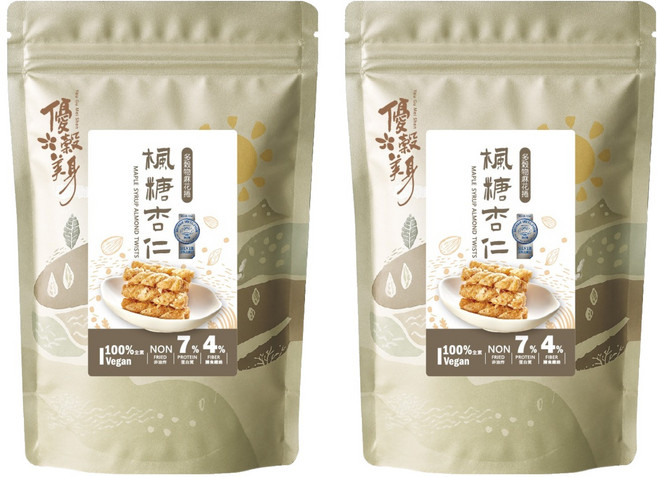 優穀美身 多穀物麻花捲 楓糖杏仁口味, 60g, 2個