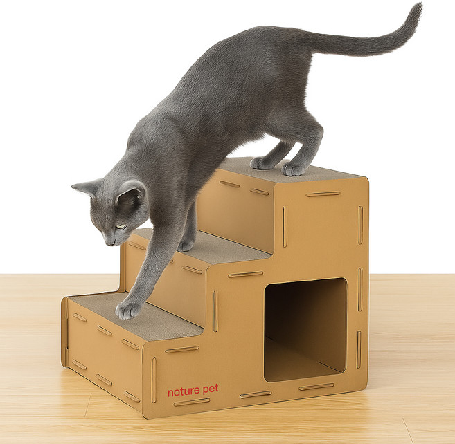 네이처펫 고양이 계단형 스텝 스크래처 하우스, 1개