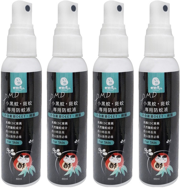 DAWOKO 木酢達人 小黑蚊 斑蚊專用防蚊液 60ml, 4瓶