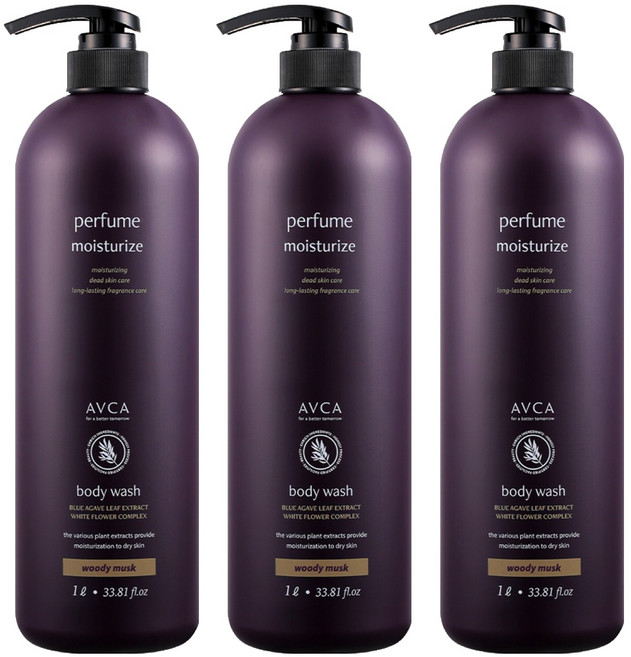 아브카 퍼퓸 바디워시 우디머스크, 1L, 3개
