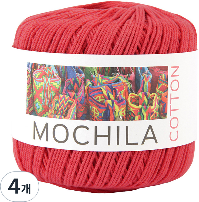 모칠라 코튼 뜨개실, 4개, 48스트로베리