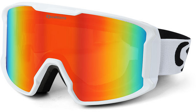 오클랜즈 S7 스노우 스키고글, 화이트프레임 + 레드밀러렌즈, 1개